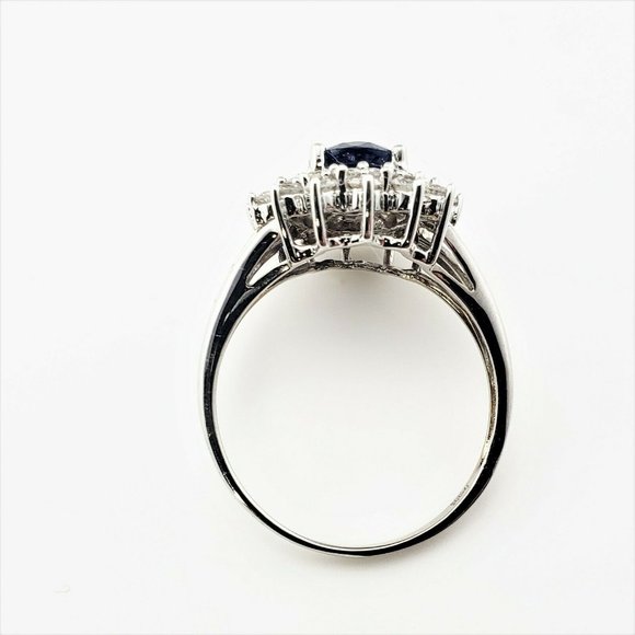 Vintage 14 Karat White Gold Sapphire and Diamond Ring Size 7.25 #8449 - Picture 5 of 9